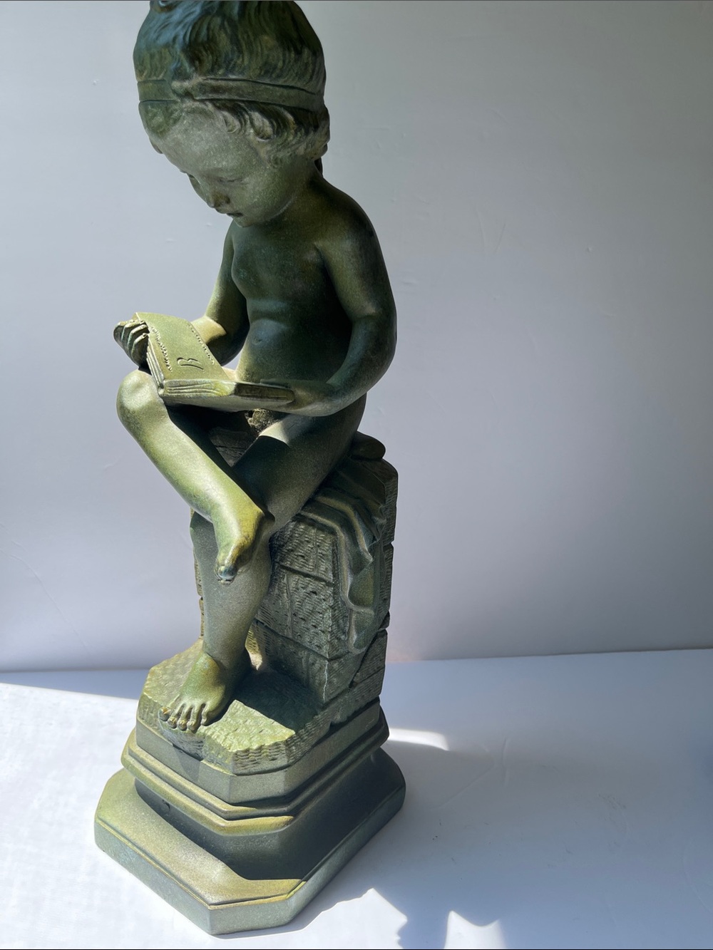 Vtg House Parts Atlanta Boy Reading Statue Lightner Museum Replica 16"
